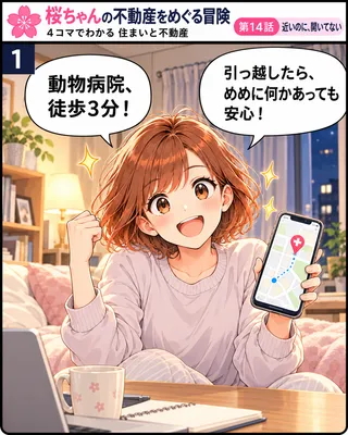 桜ちゃんの不動産をめぐる冒険 第14話「近いのに、開いてない」の1コマ目